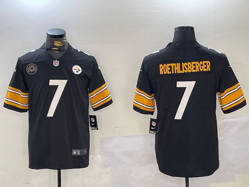 Men Pittsburgh Steelers 7 Roethlisberger Black 2024 Nike Vapor Limited NFL Jersey style 3